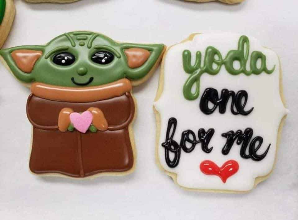 Baby Yoda Valentine's Cookies